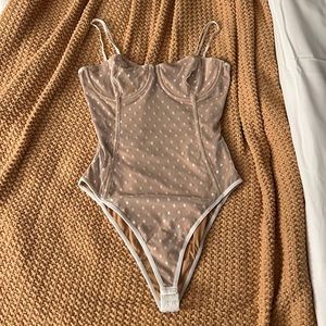 White Fox Boutique Polka Dot Mesh Bodysuit